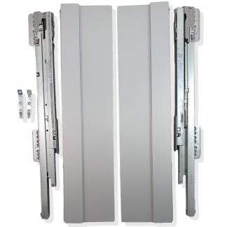 Ladeset GRASS Nova Pro SCALA, hoogte 122 mm. Kleur: Zilver. Volledig uitgetrokken gedempt, gesynchroniseerd, 40kg