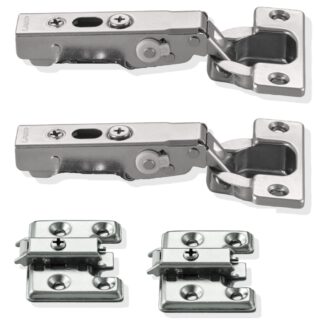 2 gedempte heavy-duty meubelscharnieren voor extra zware en extra dikke deuren tot 30mm! Met verstelbare demper incl. Montageplaten. Potlint, meubelband met potmaat 40mm door LAMP® / Japan