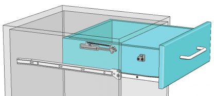 UMAXO® ladedemper soft-close voor lades, zelfsluitend systeem | Gids dempers | Dempers | Zachte sluiting | Zelfsluitend systeem voor lades en schuifdeuren | Lades zelfsluitend. Retrofit Shock 16.10.600 van SISO Denemarken - Afbeelding 2