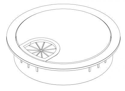 Hoogwaardige kabeldoorvoer van zamak, Ø 60 mm voor bureau met borstelafdichting, oppervlak: zwart. Tabel kabelgeleider Kabelopening van SISO / Denemarken - Afbeelding 5