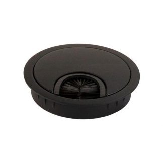 Hoogwaardige kabeldoorvoer van zamak, Ø 60 mm voor bureau met borstelafdichting, oppervlak: zwart. Tabel kabelgeleider Kabelopening van SISO / Denemarken