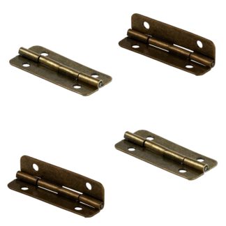 Set bestaande uit 4 stuks hoogwaardige SISO / UMAXO® klepscharnieren, voor kleine decoratieve dozen, kratten of juwelendoosjes. Mini klepscharnier incl. Bevestigingsschroeven