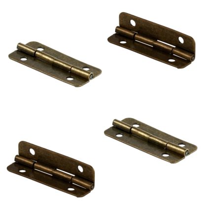 Set bestaande uit 4 stuks hoogwaardige SISO / UMAXO® klepscharnieren, voor kleine decoratieve dozen, kratten of juwelendoosjes. Mini klepscharnier incl. Bevestigingsschroeven