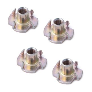 4 stuks aandrijfmoer met M4 schroefdraad, gemaakt van robuust staal, oppervlak: verzinkt, geel, 15 mm (0,6"), SC-124-4. Inrijgroef, voor schroef, bankonderstel, kastvoet, meubelwiel, geprefabriceerde woningbouw en nog veel meer, door Sugatsune / LAMP® (Ja