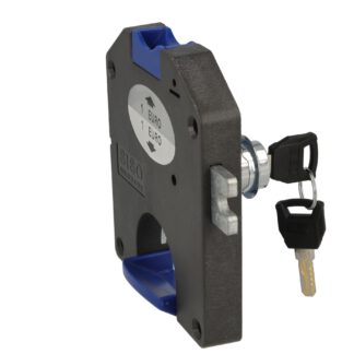 Statiegeldslot voor 1 euro muntstukken, links slot. Muntslot voor lockers, garderobekasten, schoolkluisjes, kasten enz. van SISO / UMAXO®.