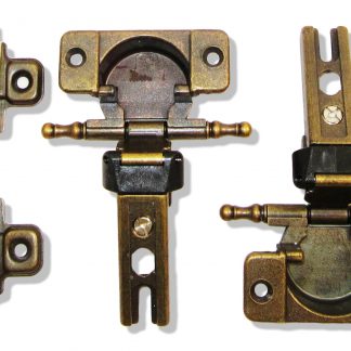 Twee stuks UMAXO 180° enkelvoudig scharnier (voor sponningdeuren) Zamak, gepolijst messing. SET (2 x scharnier, 2 x montageplaat). Als vervanger van NEXIS SLIDE-ON 80 (MEPLA)