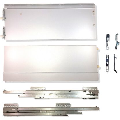 Ladeset Nova Pro SCALA, hoogte 186 mm. Hoge full-extension loopwagen, gedempt, gesynchroniseerd, 40kg. Kleur: Zilver