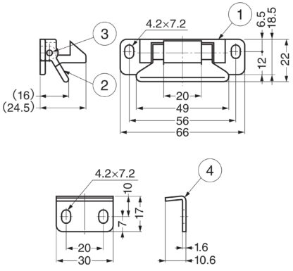 Krukslot zwart, vingerknop van polyamide met een stalen tegenplaat, LL-66BL van Sugatsune / LAMP® (Japan) - Afbeelding 7