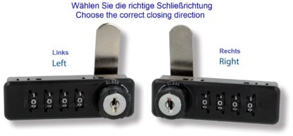 Metalen en kunststof meubelcombinatieslot met handvat, RECHTS, 77 mm (3.1") 14.08.240. Stevig meubelcombinatieslot van metaal en kunststof, zwart mat, voor houten kast, stalen kast, lade, locker, door SISO Denemarken - Afbeelding 2