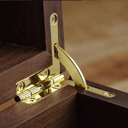 Set bestaande uit 2 stuks hoogwaardige SISO / UMAXO® kwartcirkel scharnieren, 90 graden. Steunscharnieren voor kleine decoratieve dozen, kratten of juwelendoosjes. Kwadrant ringen incl. Bevestigingsschroeven - Afbeelding 3