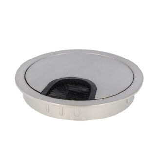 Hoogwaardige massieve kabelinvoer van zamak, Ø80 mm voor bureau met borstelafdichting, oppervlak: inox look. Tabel kabelgeleider Kabelopening van SISO / Denemarken