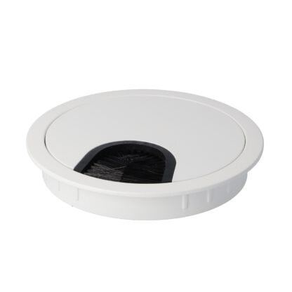 Hoogwaardige massieve kabelinvoer van zamak, Ø80 mm voor bureau met borstelafdichting, oppervlak: wit. Tabel kabelgeleider Kabelopening van SISO / Denemarken