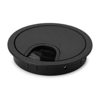 Hoogwaardige massieve kabelring van zamak, ⌀80 mm (3-5/32") voor bureau met borstelafdichting, afwerking: zwart. Tafelkabelleiding en kabeluitgang vanuit SISO / Denemarken