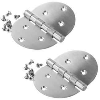 2 stuks hoogwaardige SISO / UMAXO® ronde deurscharnieren gemaakt van massief roestvrij staal 98x70x2mm, incl. Schroeven. Deurscharnier voor deuren in natte ruimtes. Roestvrijstalen scharnier SUS304 (V2A), materiaaldikte 2mm