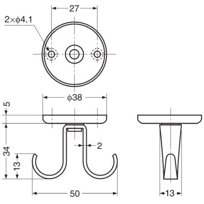 Hoogwaardige draaibare haak van roestvrij staal V2A voor plafondmontage. Roestvrijstalen haak RF-50S van Sugatsune / LAMP® (Japan) - Afbeelding 4