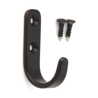 Hoogwaardige haak van roestvrij staal V2A zwart gecoat, voor wandmontage. Roestvrijstalen haken HJT-55SBL en HJT-70SBL van Sugatsune / LAMPĀ® (Japan) - HJT-55SBL, 55 mm