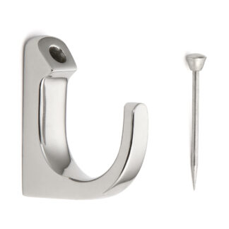 Hoogwaardige haak van roestvrij staal voor snelle montage zonder gereedschap op gipsplaatwand of wand van gipskarton. Roestvrijstalen haken PF-22 en PF-30 van Sugatsune / LAMP® (Japan)