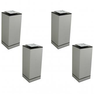 Design meubelpoten, set van 4 stuks, vierkant profiel: 40 x 40mm, kleur: Alu Zilver, gemaakt van aluminium, 3 afmetingen, incl. Opschroefbare plaat van UMAXO
