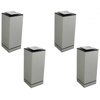 Design meubelpoten, set van 4 stuks, vierkant profiel: 40 x 40mm, kleur: Alu Zilver, gemaakt van aluminium, 3 afmetingen, incl. Opschroefbare plaat van UMAXO