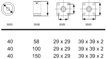 Design meubelpoten, set van 4, kleur: Alu Zilver. Diameter: 40 mm - Afbeelding 2