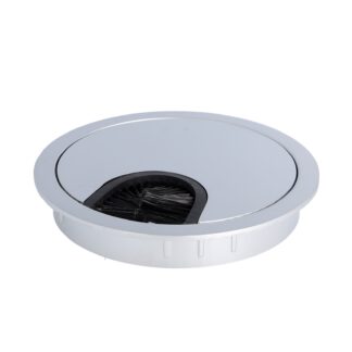 Hoogwaardige massieve kabelinvoer van zamak, Ø80 mm voor bureau met borstelafdichting, oppervlak: aluminiumlook. Tabel kabelgeleider Kabelopening van SISO / Denemarken