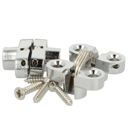 2 stuks onzichtbare kruisscharnier 25mm gemaakt van zamak met roestvrij stalen oppervlak. Verdektliggende meubelscharnier van UMAXO®, 180° inklapbaar. Verborgen meubelscharnier om binnen te laten - Afbeelding 2