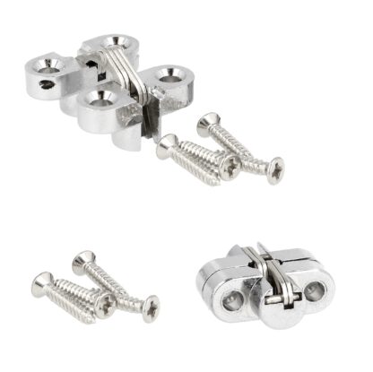 2 stuks onzichtbare kruisscharnier 25mm gemaakt van zamak met roestvrij stalen oppervlak. Verdektliggende meubelscharnier van UMAXO®, 180° inklapbaar. Verborgen meubelscharnier om binnen te laten