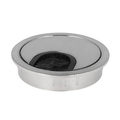 Hoogwaardige kabeldoorvoer van zamak, ⌀60 mm (2-3/8") voor bureau met borstelafdichting, oppervlak: RVS-look. Tabel kabelgeleider Kabelopening van SISO / Denemarken