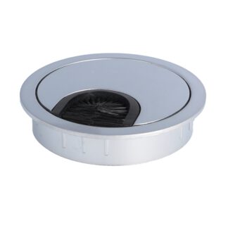 Hoogwaardige kabeldoorvoer van zamak, Ø 60 mm voor bureau met borstelafdichting, oppervlak: alu-look. Tabel kabelgeleider Kabelopening van SISO / Denemarken