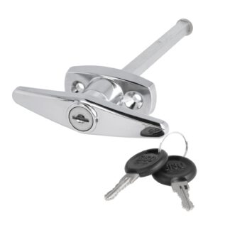Hoogwaardige afsluitbare garagedeurgreep met sluitcilinder, gemaakt van zamak, met 8 mm vierkant en twee sleutels, voor frontmontage, uitvoering: verschillend vergrendeld, 14.08.052-0. Kruisgreep van zamak voor garagedeur en nog veel meer, door SISO Denem