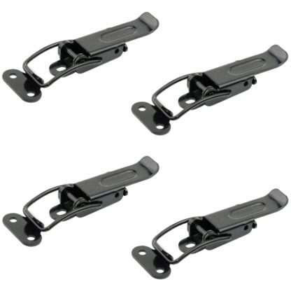 4 stuks uittrekbare tafelklemsluiting van staal, zwart mat, verstelbaar, met twee positiesloten, 70 mm (2.8") 24.02.999-1. Spanningssluiting Catch #22 gemaakt van staal, zwart mat, voor uitschuifbare tafel, doos, instrumentenkast, werkblad, door SISO Dene