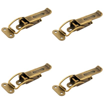 4 stuks uittrekbare tafelklemsluiting van staal, bronted, verstelbaar, met twee positiesloten, 70 mm (2.8") 24.03.001-1. Spanningssluiting Catch #22 gemaakt van staal, bronted, voor uitschuifbare tafel, doos, instrumentkast, werkblad, door SISO Denmark