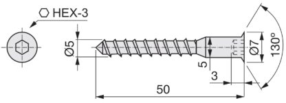 20 stuks Confirmat, eendelige connector met verzonken kop voor boorgat ⌀3,5 mm, met binnenzeskant SW3 mm, gemaakt van robuust staal, oppervlak: verzinkt, 50 mm (2"), 7011905. Meubelschroef, voor kast, meubels, plank, karkasmeubels en nog veel meer, door E - Afbeelding 2