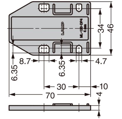 4-delige afstandsplaat, gemaakt van polyacetaal, oppervlak: wit, 70 mm (2-3/4"), ML-120-DP4-WT. Compensatieplaat voor magnetische druksluitingen ML-120BR, ML-120W en ML-120BL van Sugatsune, van Sugatsune / LAMP® (Japan) - Afbeelding 2