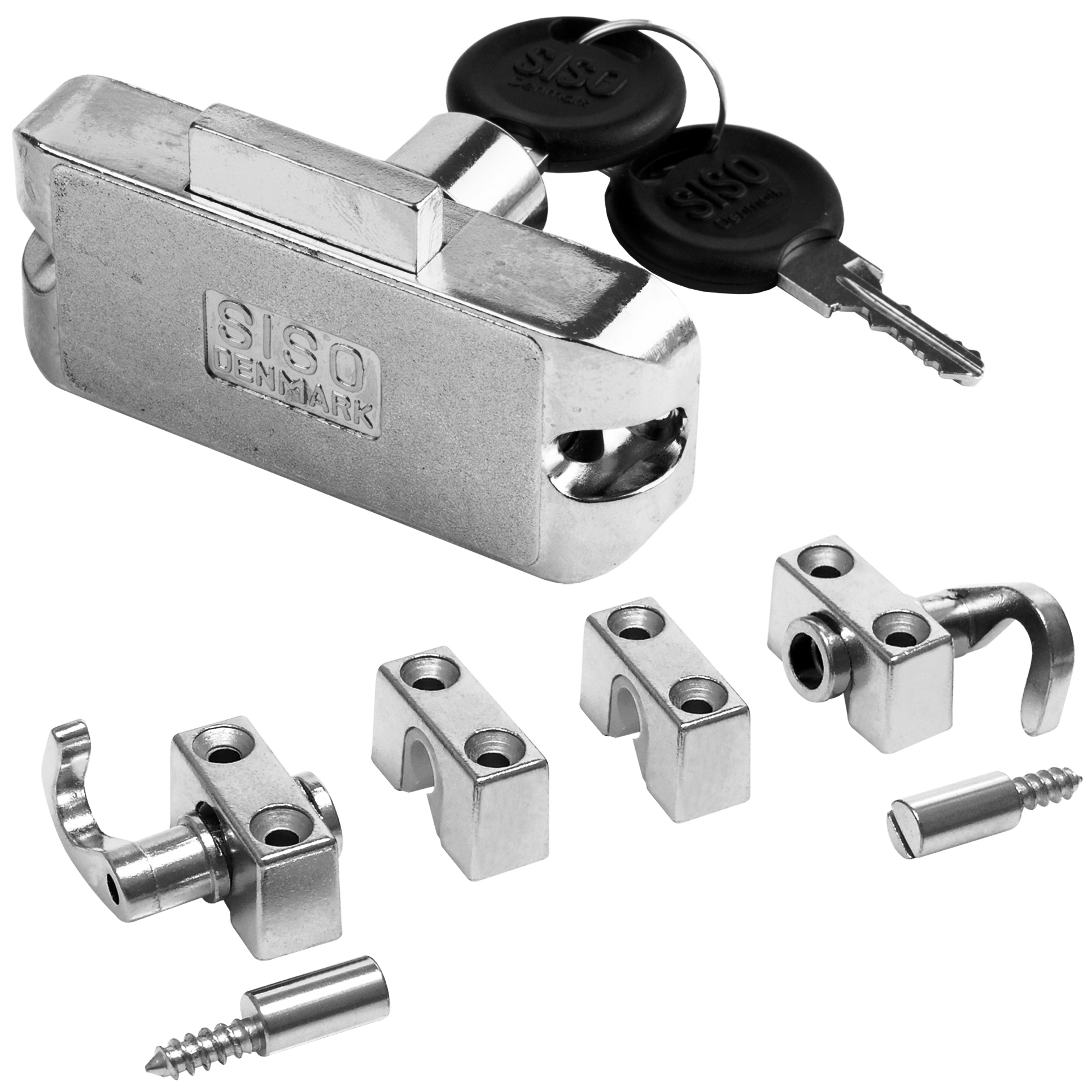 Draaistangslot incl. 2 zwenkstangen 1000 mm, gelijksluitend, rechtsvergrendeld, oppervlak: vernikkeld, 14.05.268+2x14.05.720. Espagnoletslot voor meubels, kledingkast, kledingkast en nog veel meer, set voor een kastdeur, door SISO Denmark - Afbeelding 2