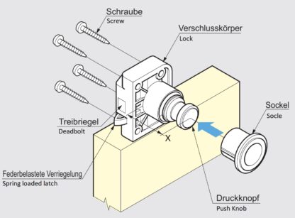 Hoogwaardige drukknoop met handvatfunctie, gemaakt van messing, oppervlak: goudkleurig, mat gesatineerd, afwerking: rond, TLP-SG en TLP-LBM(W). Stevige drukknoop voor caravan, jacht en nog veel meer, van Sugatsune / LAMP® (Japan) - Afbeelding 8