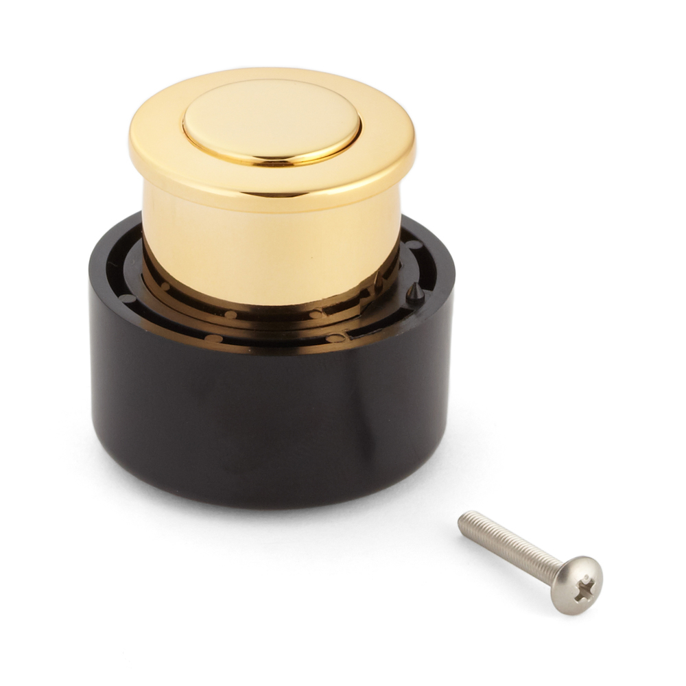 Hoogwaardige drukknopgreep gemaakt van zinklegering, afwerking: goudkleurig, glanzend gepolijst PK03GA. Hoge kwaliteit solide en elegante pushlock gemaakt van ZDC voor lade, campermeubilair, boten, privévliegtuigen en nog veel meer, door Sugatsune / LAMP® - Afbeelding 2