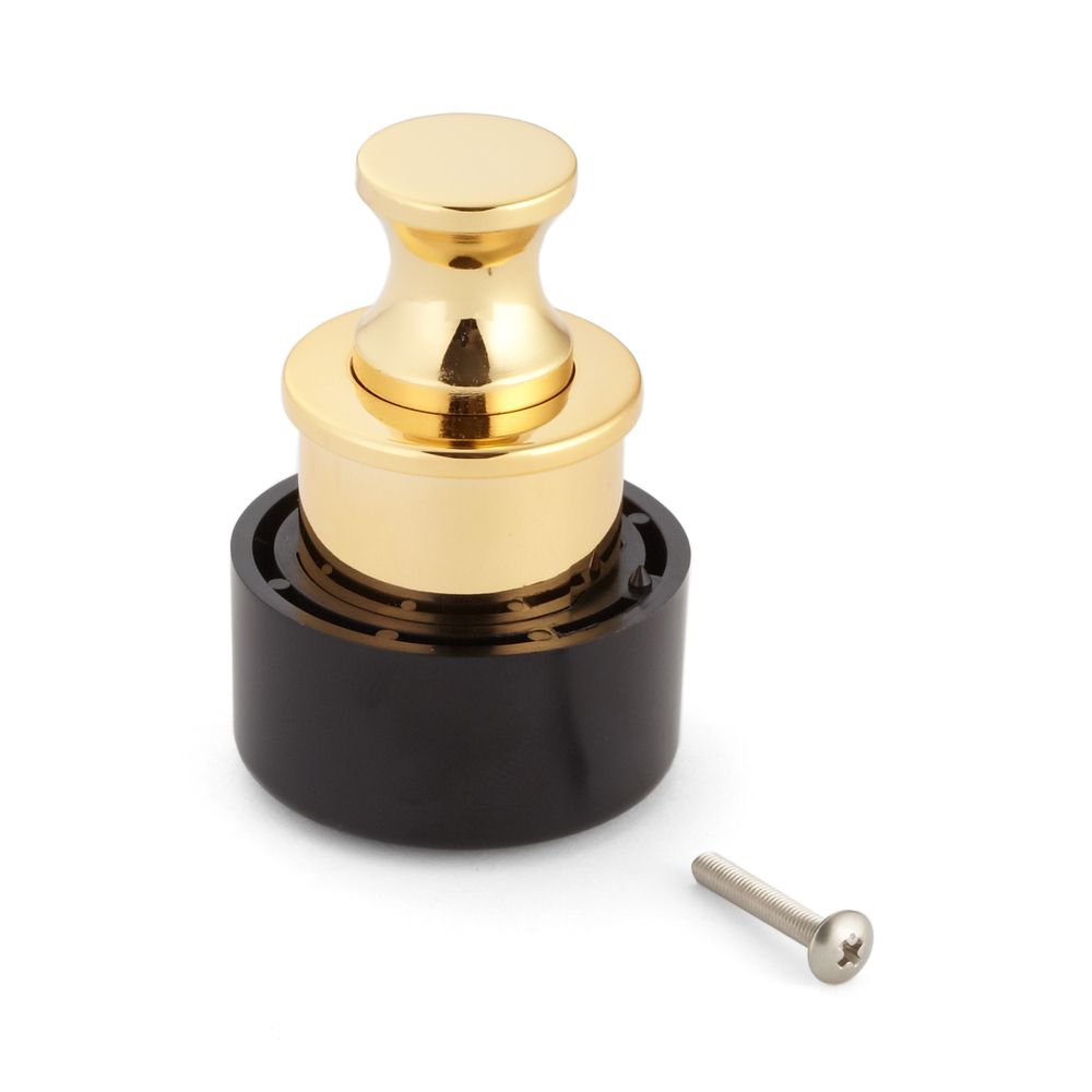 Hoogwaardige drukknopgreep gemaakt van zinklegering, afwerking: goudkleurig, glanzend gepolijst PK03GA. Hoge kwaliteit solide en elegante pushlock gemaakt van ZDC voor lade, campermeubilair, boten, privévliegtuigen en nog veel meer, door Sugatsune / LAMP®