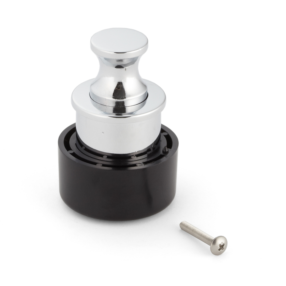 Hoogwaardige drukknopgreep van zinklegering, oppervlak: verchroomd, 18,8 mm (0,8") PK03CR. Hoge kwaliteit solide en elegante pushlock gemaakt van ZDC voor lade, campermeubilair, boten, privévliegtuigen en nog veel meer, door Sugatsune / LAMP® (Japan)
