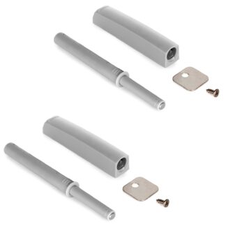 2 stuks elegante drukschoot, met montagebehuizing, oppervlak: grijs, uitvoering: magnetisch, 1900321. Stabiele push-to-open deuropener voor meubeldeuren, kastdeuren, kleppen en nog veel meer, van EMUCA