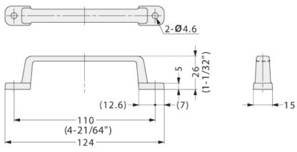 Roestvrijstalen handgreep V2A (SUS304), 124 mm (4,9″) FT-110S. Hoogwaardige massief RVS handgreep van RVS V2A (SUS304), zijdemat, voor RVS keukens, badkamermeubels, vochtige omgevingen, schepen van Sugatsune / LAMP® (Japan) - Afbeelding 2