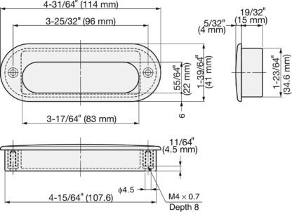 Roestvrijstalen handgreepschaal V4A, 114 mm (4,5″) HH-D. Hoogwaardige schaalgreep van het fijnste roestvrij staal V4A (SUS316) voor exclusief interieurdesign, hoogwaardige voorzieningen en voor vochtige, ruwe en sterk corrosieve omgevingen van Sugatsune / LAMP® (Japan) - Afbeelding 2