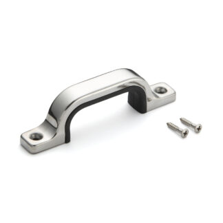 Roestvrijstalen rubberen handgreep V2A (SUS304), 120 mm (4,8″) US-120M. Hoge kwaliteit V2A (SUS304) roestvrijstalen rubberen handgreep, spiegel gepolijst voor schepen, boten, natte omgevingen door Sugatsune / LAMP® (Japan)