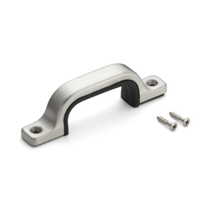 Roestvrijstalen rubberen handgreep V2A (SUS304), 120 mm (4,8″) US-120S. Hoogwaardige roestvrijstalen rubberen handgreep gemaakt van roestvrij staal V2A (SUS304), satijnmat, voor schepen, boten, natte omgevingen van Sugatsune / LAMP® (Japan)