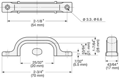 Roestvrijstalen rubberen handgreep V2A (SUS304), 70 mm (2,8″) US-70S. Hoogwaardige roestvrijstalen rubberen handgreep gemaakt van roestvrij staal V2A (SUS304), satijnmat, voor schepen, boten, natte omgevingen van Sugatsune / LAMP® (Japan) - Afbeelding 2