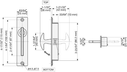 Roestvrijstalen inklapbare handgreep SUS304, 115 mm (4-17/32") ST-115. RVS inklapbare handgreep van RVS V2A, satijn mat, voor plafonddeur, inspectieluik, vochtige omgeving, schip, caravan van Sugatsune / LAMP® (Japan) - Afbeelding 3