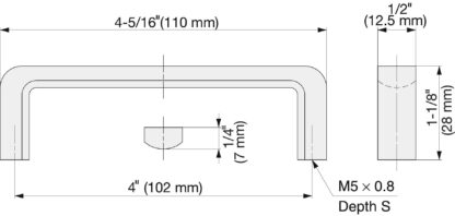 RVS deurkruk V2A (SUS304), 110 mm (4,4″) FB-110. Hoogwaardige massief roestvrijstalen deurkruk gemaakt van roestvrij staal V2A (SUS304), hoogglans gepolijst, voor vochtige omgevingen, schepen, voedsel, medische ruimte door Sugatsune / LAMP® (Japan) - Afbeelding 2