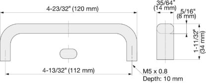 RVS deurkruk V2A (SUS304), 120 mm (4,8″) EC-120S. Hoogwaardige massieve RVS deurkruk van RVS V2A (SUS304), zijdemat, voor vochtige omgevingen, schepen, voedingsruimte, medische ruimte van Sugatsune / LAMP® (Japan) - Afbeelding 2