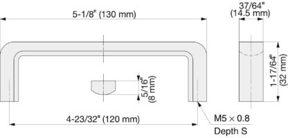 RVS deurkruk V2A (SUS304), 130 mm (5,2″) FB-130. Hoogwaardige massief roestvrijstalen deurkruk gemaakt van roestvrij staal V2A (SUS304), hoogglans gepolijst, voor vochtige omgevingen, schepen, voedsel, medische ruimte door Sugatsune / LAMP® (Japan) - Afbeelding 2
