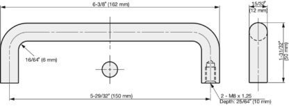 RVS deurkruk V2A (SUS304), 162 mm (6.4″) H-42-C-15. Hoogwaardige roestvrijstalen deurkruk van roestvrij staal V2A (SUS304), hoogglans gepolijst, voor vochtige omgevingen, schepen, voedsel, medische ruimte door Sugatsune / LAMP® (Japan) - Afbeelding 2